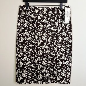 Lauren Ralph Lauren Brown Floral Print Pencil Skirt NWT Size 8